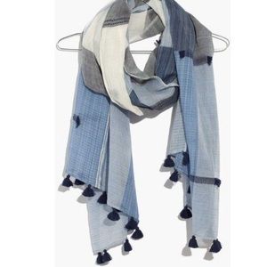MADEWELL  navy and blue textured scarf NWOT